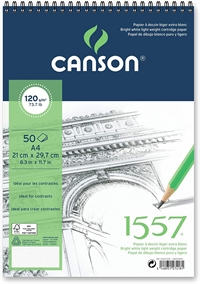 Canson 1557 Croquis Tegnepapir 120gram A4 blok med topspiral, 50 sider