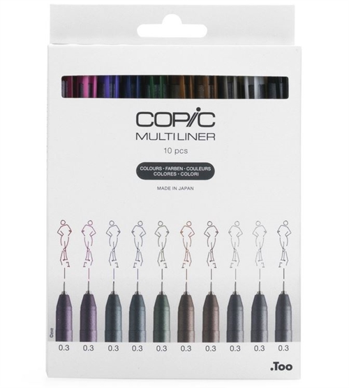 Copic Multiliner 0,3 mm - sæt med 10 farver