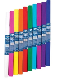 Crepe papir 50cm x 2m  hvid eller ass. farver  10 rl. pr. pk.