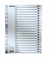 Esselte registre PP A-Å, A4, HVID, m/karton forblad