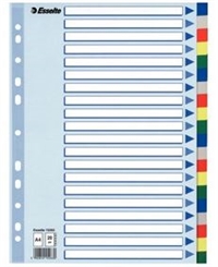 Esselte register A4, 1:20 - farvede faner