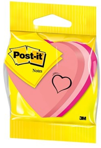 3M Post-it 2007H - Kubusblok - Hjerte i neonfarver