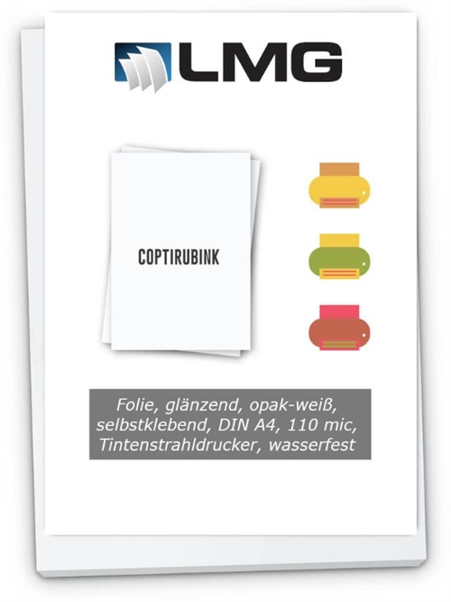 LMG selvklæbende film uigennemsigtig hvid A4 110mic. vandtæt til inkjetprintere (50 stk)