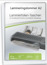  lamineringslomme A2+ BLANK 2 x 80mic. = 160mic 25stk. pr.æske