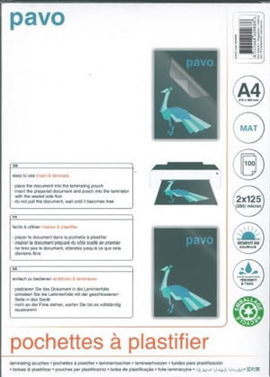 TKL lamineringslomme A4 MAT, 2x125mic. = 250mic., 100/pk.