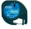 Dymo Letratag plasttape 12mm x 4m, farve hvid, klar, gul, rød, grøn eller blå