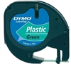 Dymo Letratag plasttape 12mm x 4m, farve hvid, klar, gul, rød, grøn eller blå