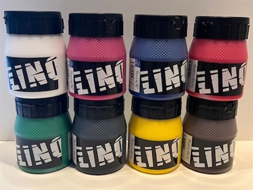 Linoleumsfarver LINO 250 ml. SÆT med 8 farver - kunstnerkvalitet