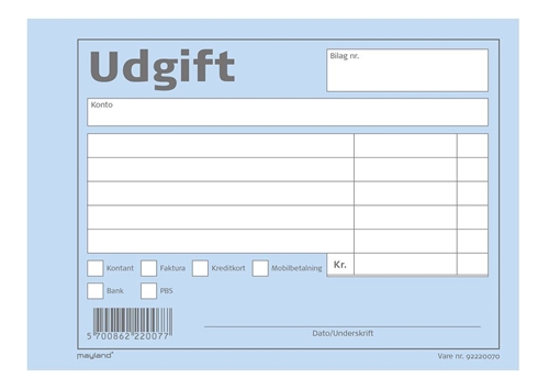 Mayland udgiftsblok blå - 14,7 x 10,5 cm - 100 blade