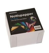 Kubus Notatboks 9x9cm hvid 500ark. leveres i plastdispenser