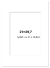 Passepartoutramme A4 21x29,7 cm (14,8x21) Farve HVID