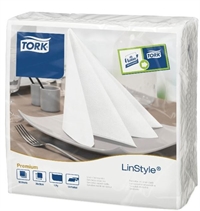 Tork Linstyle middagsserviet, hvid 39x39cm 12 pk. a 50stk  pr. ks.