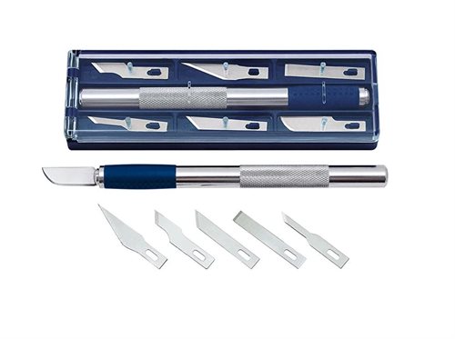 Skalpelkniv soft grip sæt med 6 forskellige blade i etui