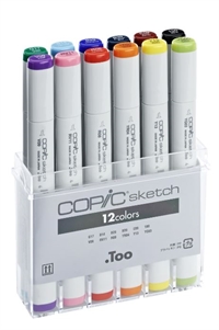 COPIC sketch marker sæt med 12 stk. incl. plastdisplay