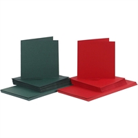 Rød/Grøn konvolut 16x16 og kort 15x15 - 50 sæt
