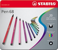 Stabilo 68 pen, sæt med 20 stk. i metalbox