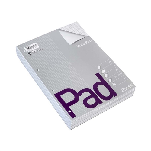 Bantex standardblok A4 TOPLIMET - kvadreret - med huller - 100 blade