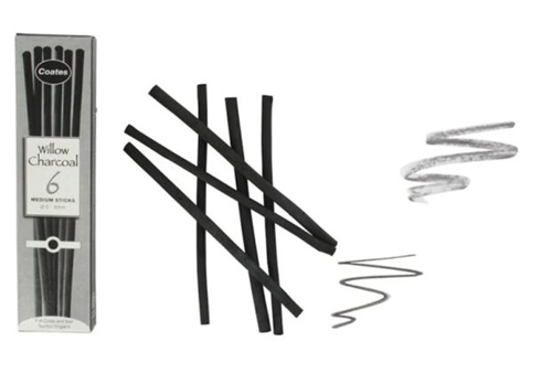 Naturlig piletrækul 5-6 mm  6 pr. æske