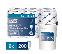 TORK aftørringspapir Reflex hvid Plus nr. 473474  9 rl. pr. kt.