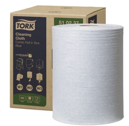 TORK aftørringspapir/klude Premium 510  nr. 510237 Blå rulle W1/W2/W3